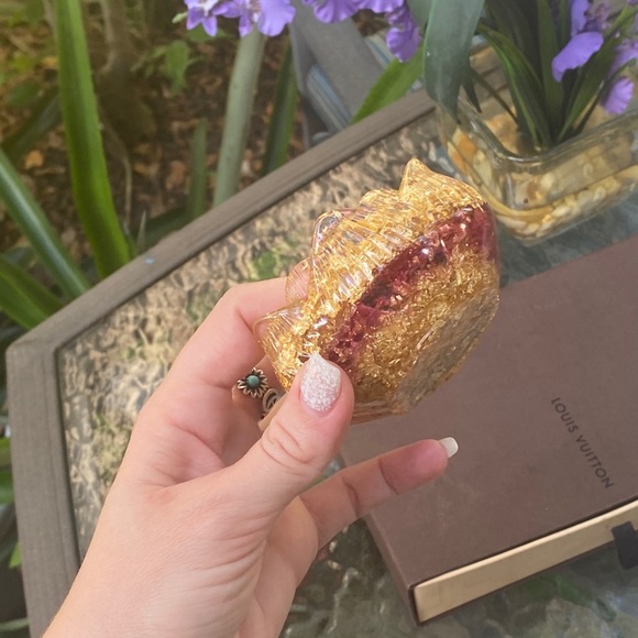 Gold Decorative Lotus Jewelry Dish /Candle Holder - Picture 4 of 14